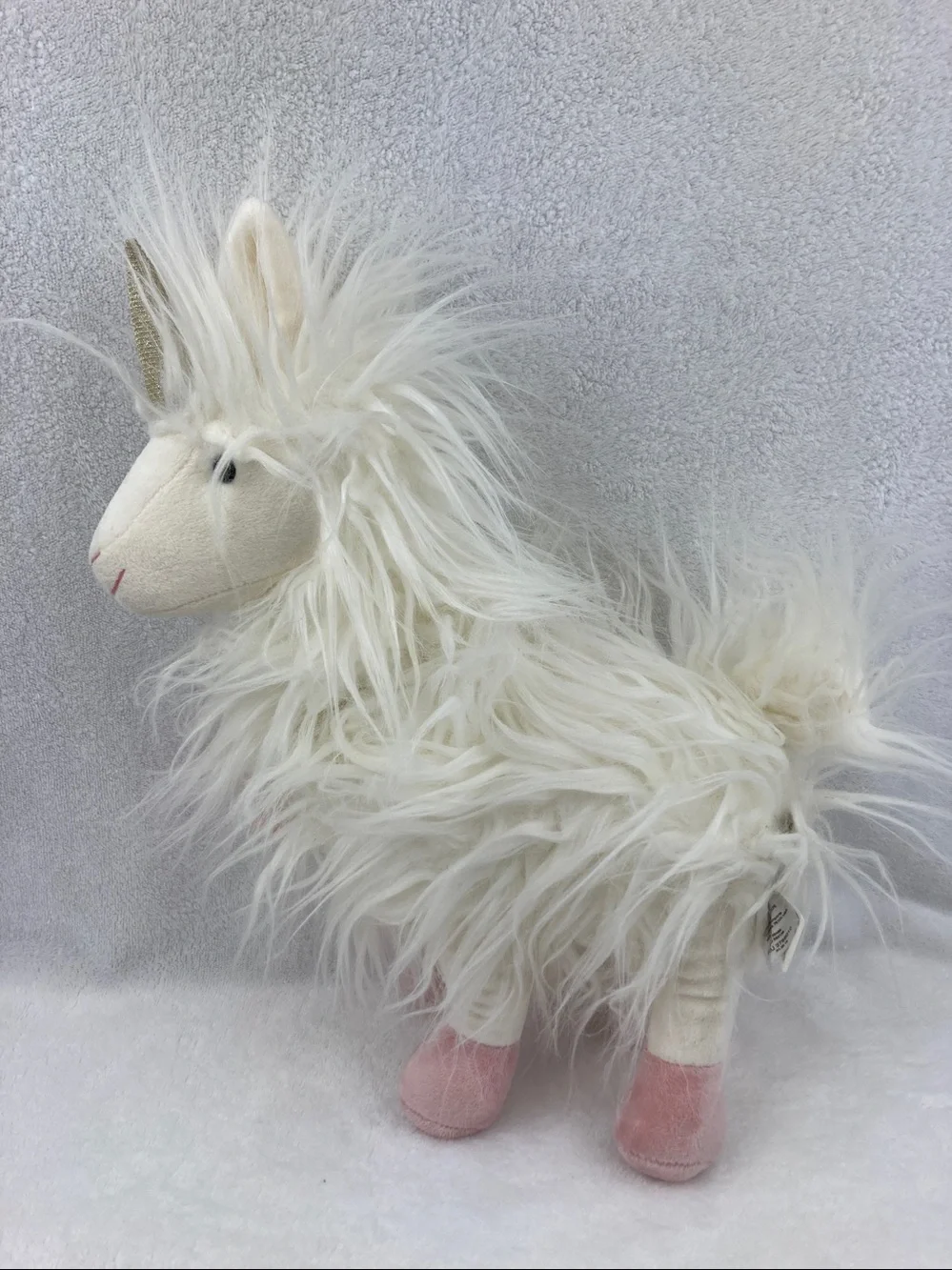 PIER 1 Llamacorn Stuffed Plush Animal Giselle Furry Llama & Unicorn White 16”